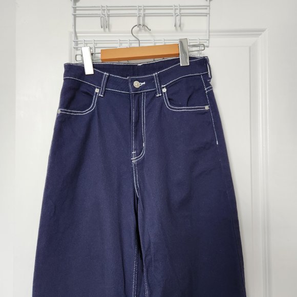 COPY - Straight Wide-leg Twill Dark Blue Pants - H&M - Picture 6 of 10